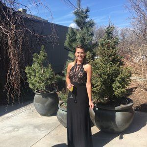 Formal, floor length black gown, size 4